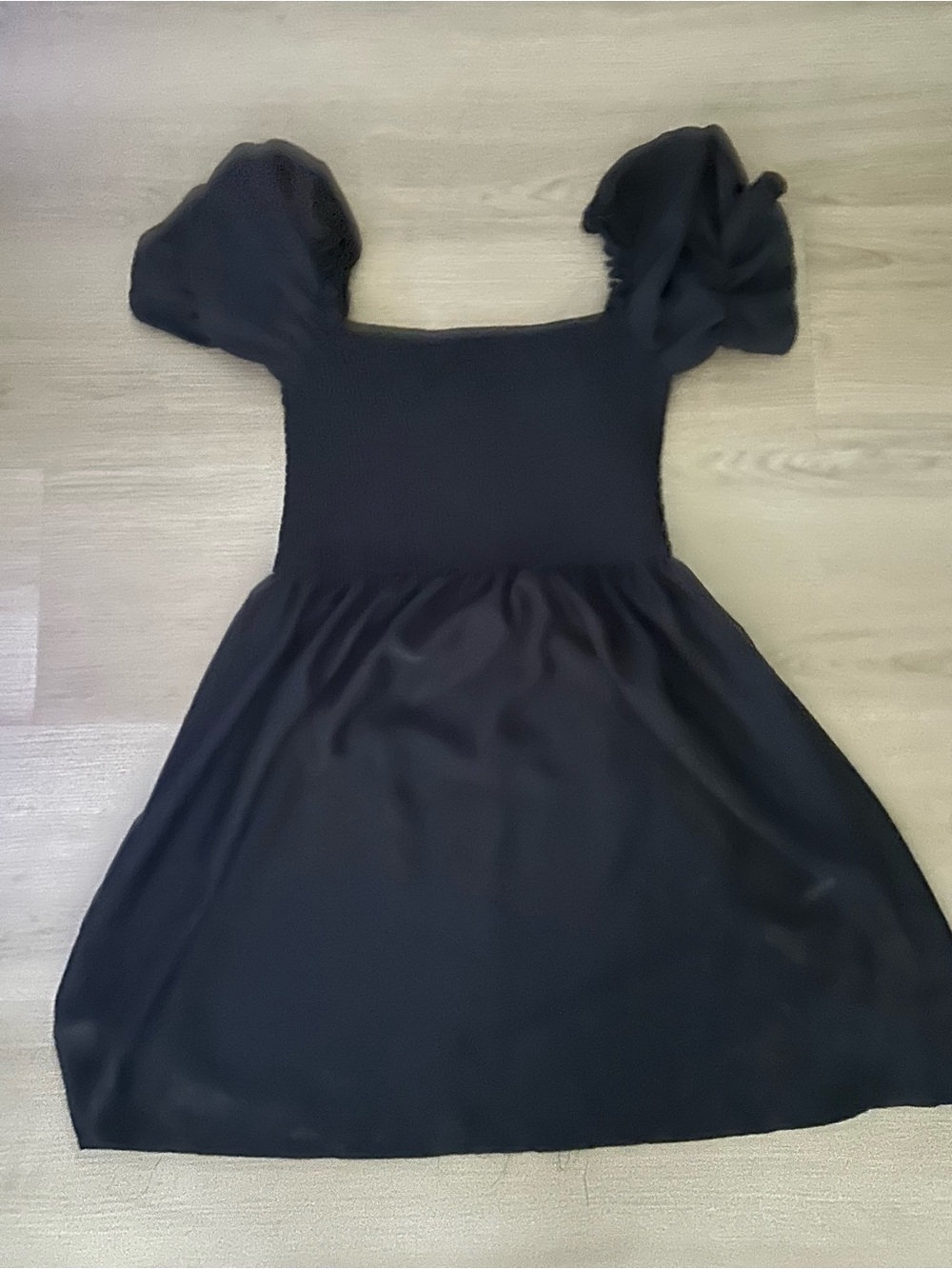 Black Puff Sleeve Square Neck Women's Dress